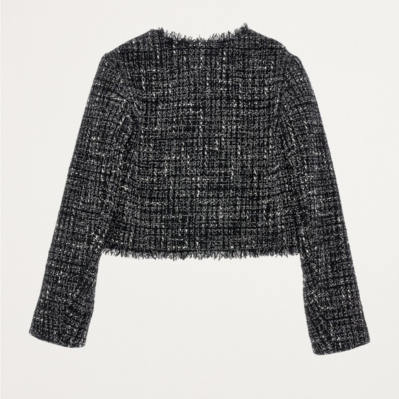 Rebecca Taylor- Black and White Tweed Longsleeve Blouse - Picture 1 of 6